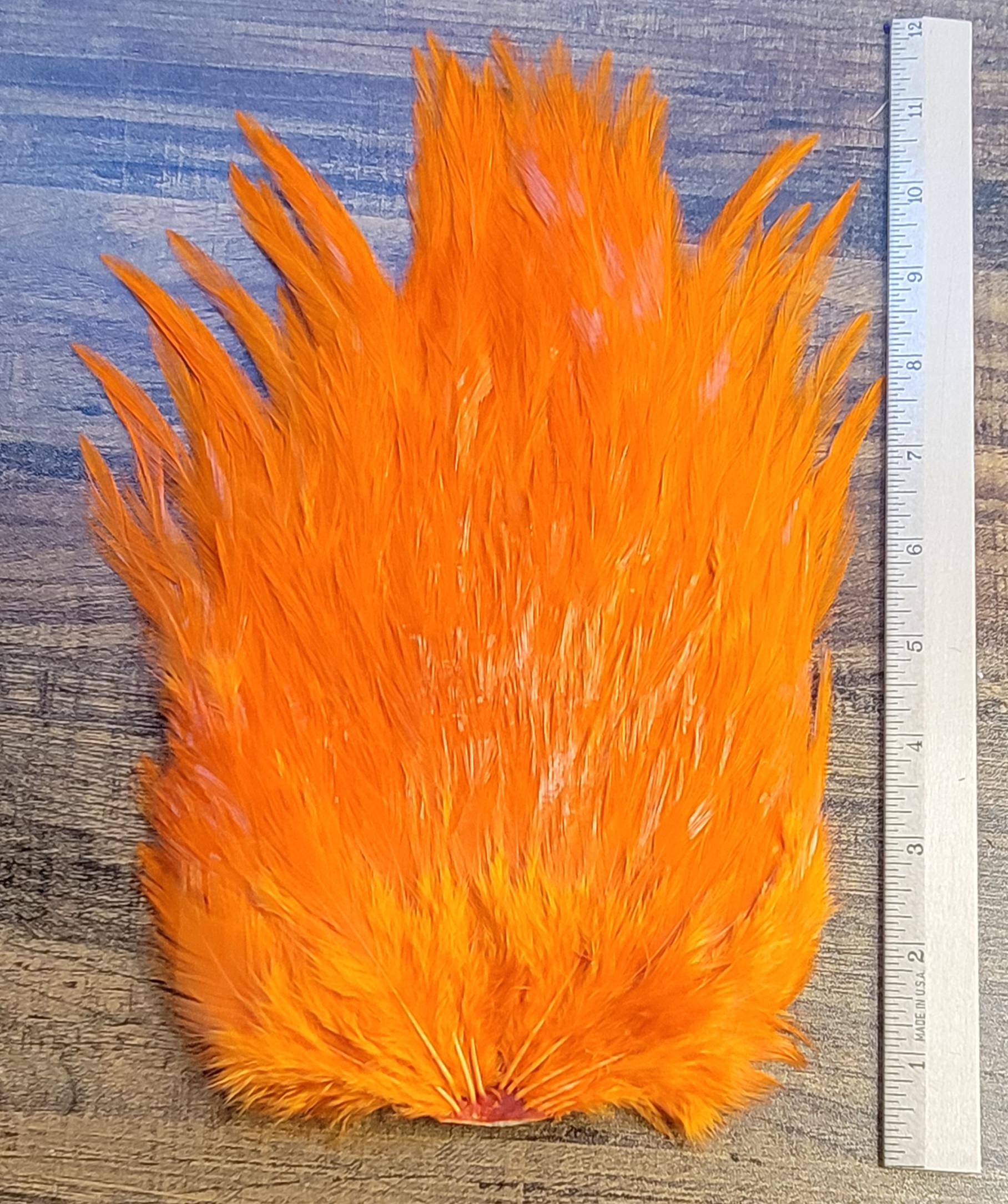 Lot 97, Extra Large Dyed ORANGE India Rooster "Streamer" Saddle Feathers Fly Tying Jewelry Crafts