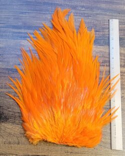 Lot 98, Extra Large Dyed ORANGE India Rooster "Streamer" Saddle Feathers Fly Tying Jewelry Crafts