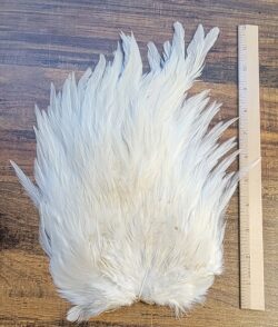 Lot 99, Extra Large Dyed WHITE India Rooster "Streamer" Saddle Feathers Fly Tying Jewelry Crafts