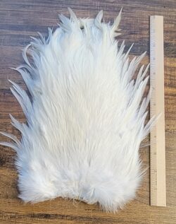 Lot 102, Extra Large Dyed WHITE India Rooster "Streamer" Saddle Feathers Fly Tying Jewelry Crafts