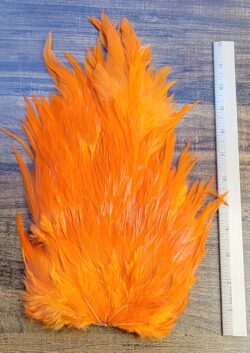 Lot 108, Extra Large Dyed ORANGE India Rooster "Streamer" Saddle Feathers Fly Tying Jewelry Crafts