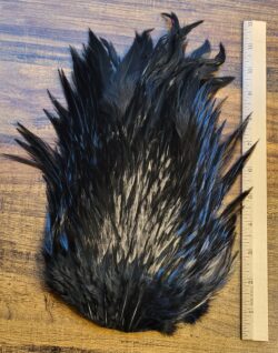 Lot 123, Extra Large Dyed BLACK India Rooster "Streamer" Saddle Feathers Fly Tying Jewelry Crafts